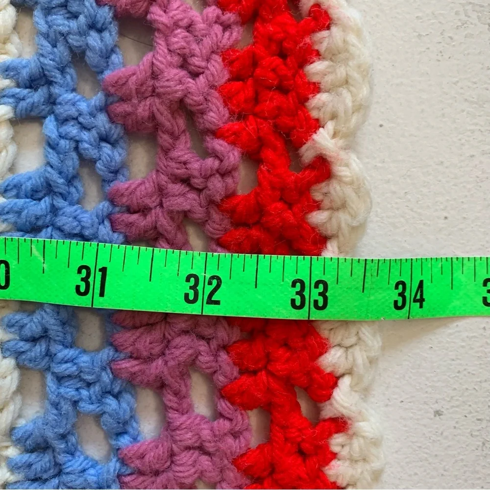 Vintage Handmade Multicolor Crochet Knit Afghan Throw Blanket